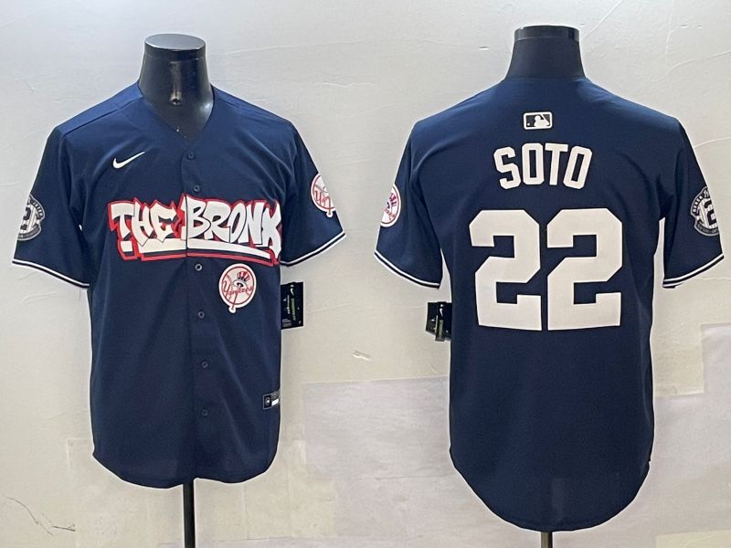 Men New York Yankees #22 Soto Drak Blue four generations Joint Name 2025 Nike MLB Jersey style 6->new york yankees->MLB Jersey